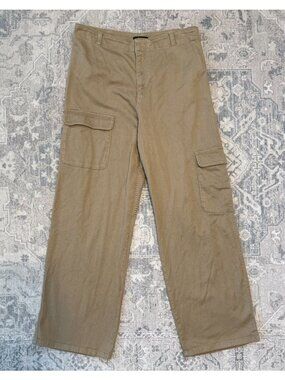 Quince Women's Organic Cotton Stretch Twill Cargo Pants Size 10 Light Khaki